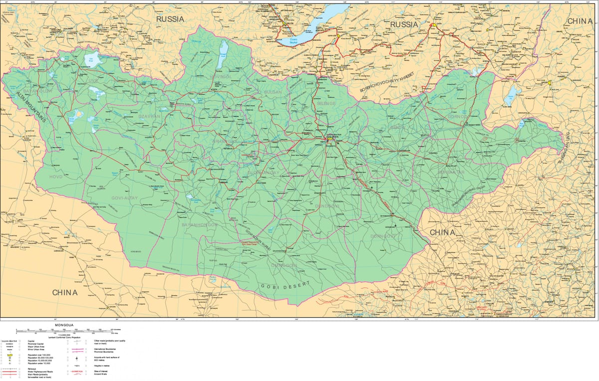 ನಕ್ಷೆ ಮಂಗೋಲಿಯಾ ರಸ್ತೆ